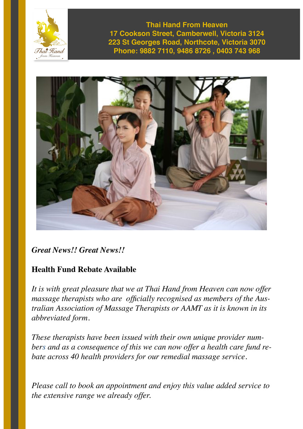 Thai Hand From Heaven offers